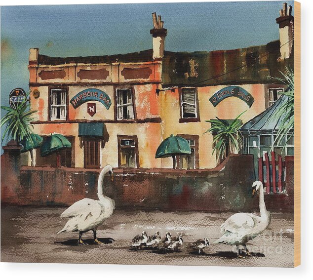 Val Byrne Wood Print featuring the painting Harbour Bar,,, Bray by Val Byrne