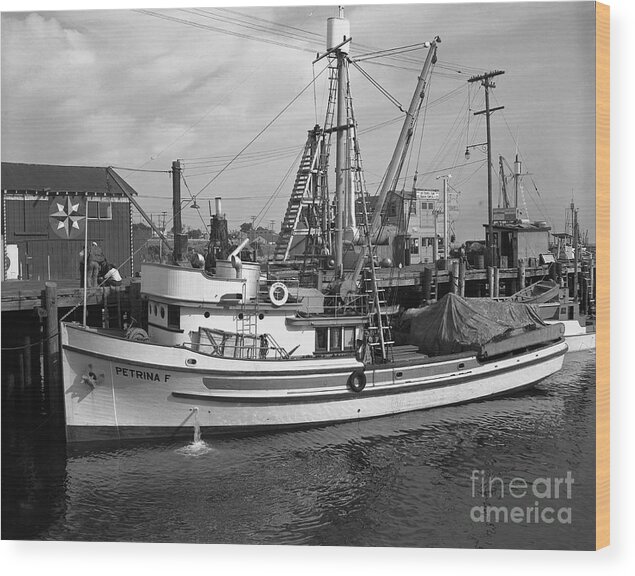Petrine F Wood Print featuring the photograph Petrina F Purse Seiners Monterey circa 1947 by Monterey County Historical Society