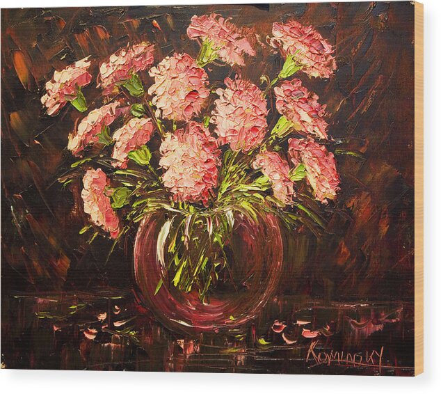 Nancy Wood Print featuring the painting Pink Carnations Paint Along with Nancy PBS by Michaelalonzo Kominsky