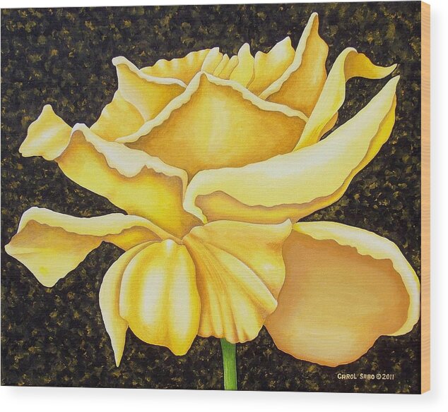 Acrylic Wood Print featuring the painting Yellow Rose by Carol Sabo