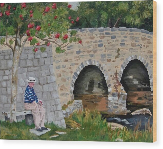 Scotland Wood Print featuring the painting Scottish Man under Flowering Tree by Judy Swerlick