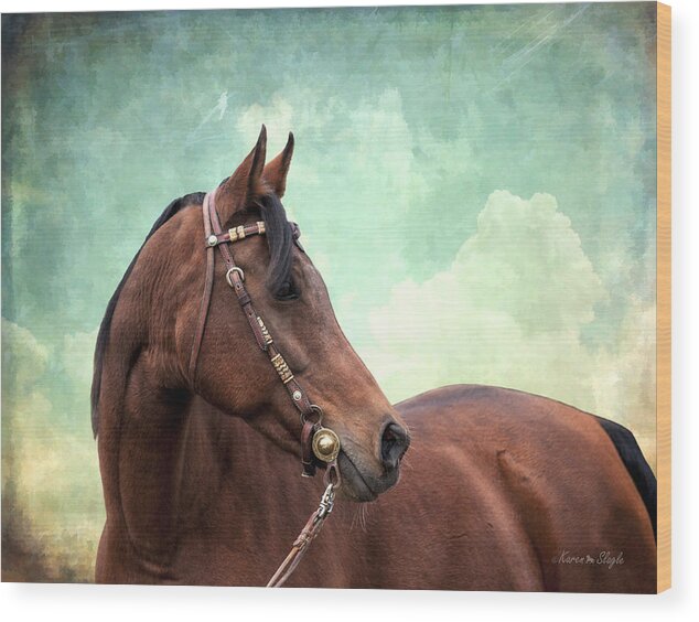Horse Wood Print featuring the photograph Arabian Mare with Headstall by Karen Slagle