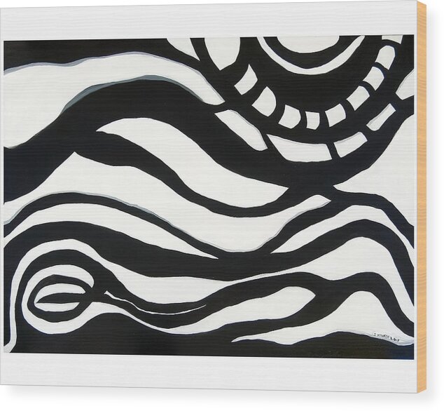 Black And White Wood Print featuring the painting BW Untitled A by Ida Mitchell
