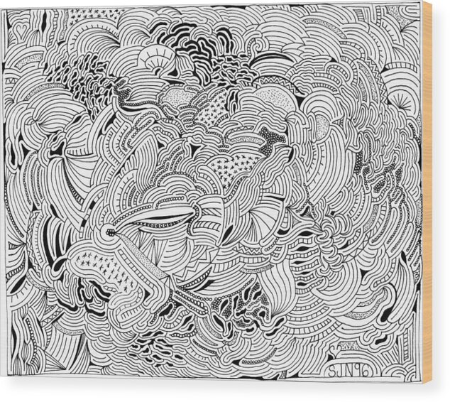 Mazes Wood Print featuring the drawing Liberation by Steven Natanson