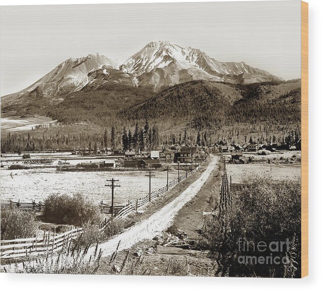 Mt. Shasta Wood Print featuring the photograph Mt. Shasta Viewed from Sisson Lane Circa 1908 by Monterey County Historical Society