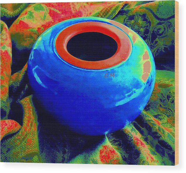 Bowl Wood Print featuring the photograph My Blue Bowl - The Gift by VIVA Anderson