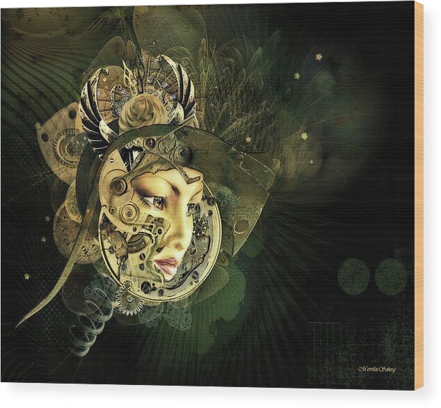 Steampunk Wood Print featuring the digital art Open Minded by Merrilee Soberg