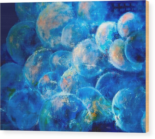 Orbs Wood Print featuring the painting Painterly Bubbles by VIVA Anderson