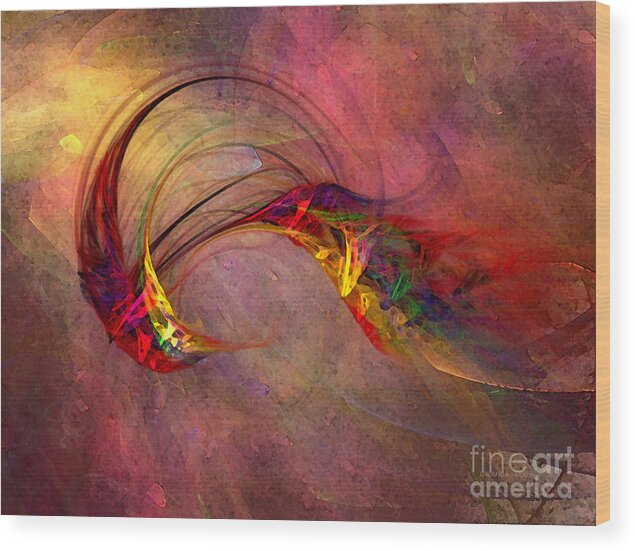 Abstract Wood Print featuring the digital art Abstract Art Print Hummingbird by Karin Kuhlmann