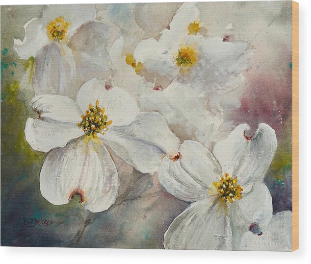 Dogwood Wood Print featuring the painting Dogwood 6 by Bill Jackson