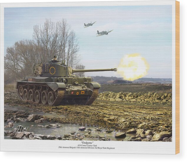 Comet Wood Print featuring the painting Endgame - A34 Comet by Mark Karvon