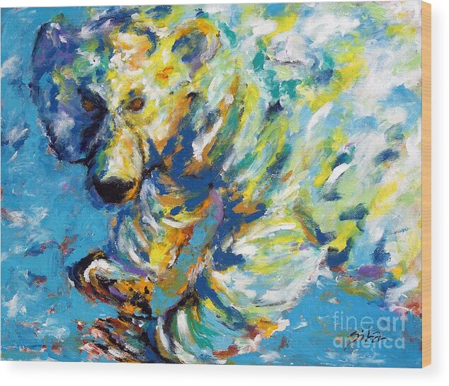Polar Bear Wood Print featuring the painting Polar Bear by Lidija Ivanek - SiLa