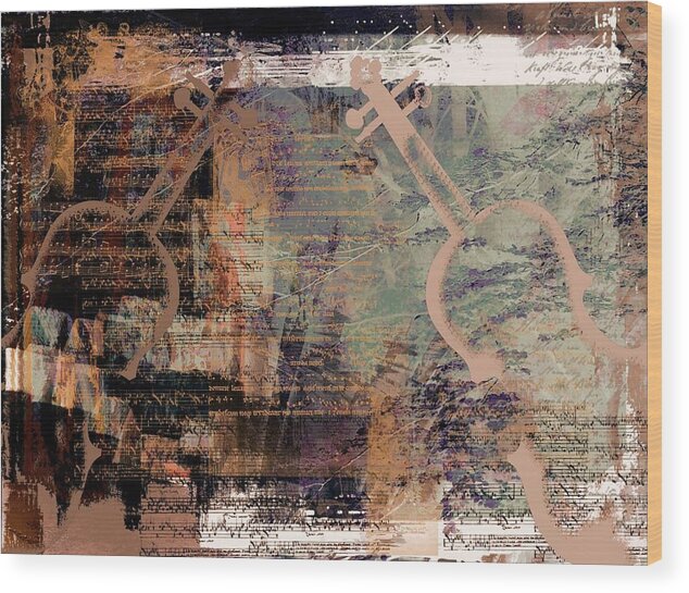 Abstract Design Wood Print featuring the digital art For Grace - Double Violin Concerto by Art Di