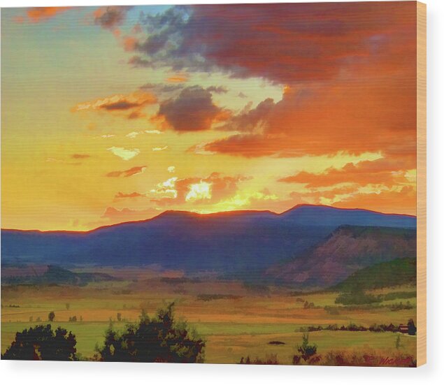 Sunset Wood Print featuring the digital art Colorful Sunset by Rick Wicker