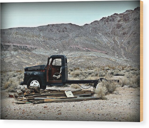 Truck Wood Print featuring the photograph Deserted in the Desert by Jo Sheehan
