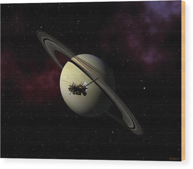 Cassini Wood Print featuring the digital art Keeping Watch by David Robinson