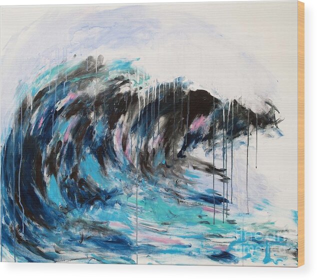 Abstract Wood Print featuring the painting Wave number 3 by Lidija Ivanek - SiLa