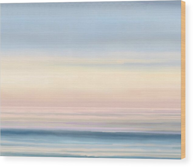 Abstract Wood Print featuring the painting Abstract Long Pink Sunset by Stephen Jorgensen