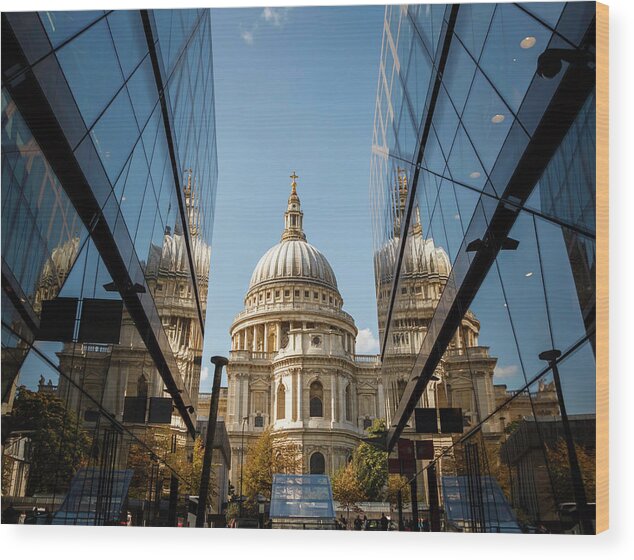 St Paul's Wood Print featuring the photograph A Reflection on St' Paul's by Rick Deacon