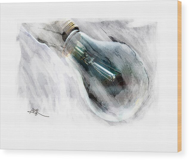 Light Bulb Wood Print featuring the digital art Another Good Idea .... by Bob Salo