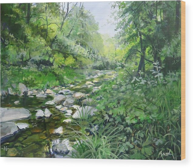 Stream Wood Print featuring the painting Another Look by William Brody