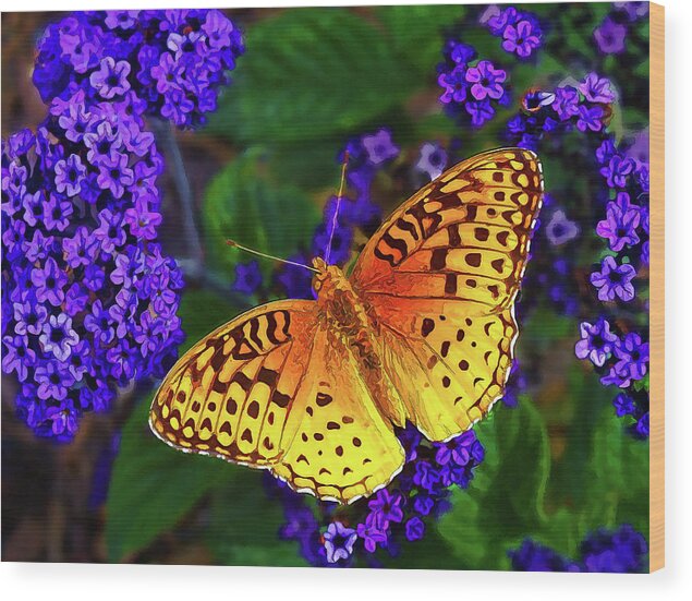 Nature Wood Print featuring the photograph Boothbay Butterfly by ABeautifulSky Photography by Bill Caldwell