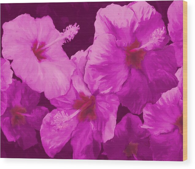Hibiscus Wood Print featuring the painting Hibiscus, Pink by Stephen Jorgensen