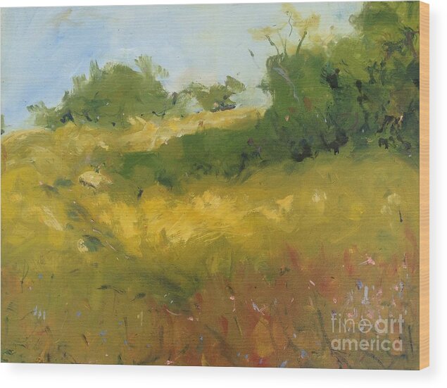 Oil Wood Print featuring the painting Windy Hill by Karen Carmean