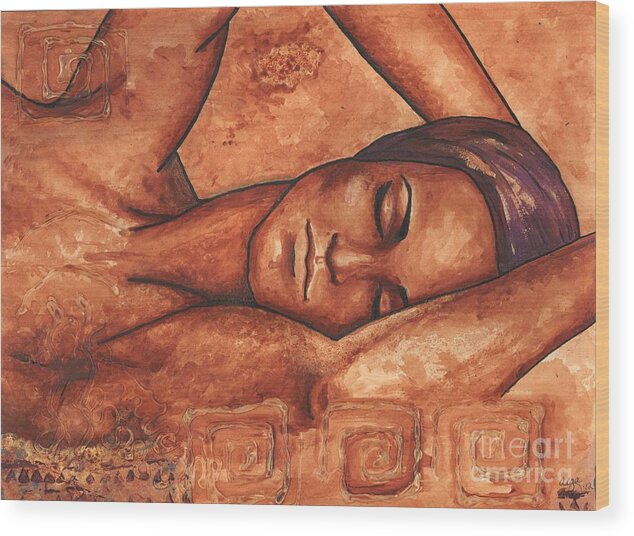 Painting Wood Print featuring the painting Just lay back and relax and . . . by Alga Washington