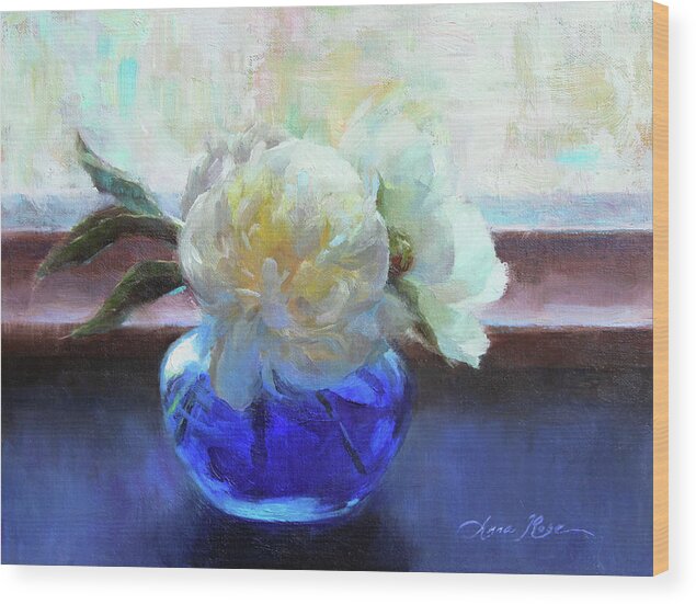 Peonies Wood Print featuring the painting North Light Peonies by Anna Rose Bain