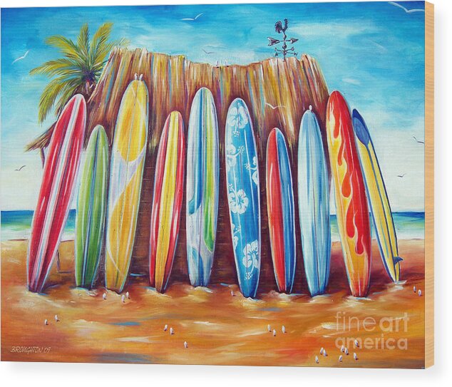 Surf Wood Print featuring the painting Off-Shore by Deb Broughton