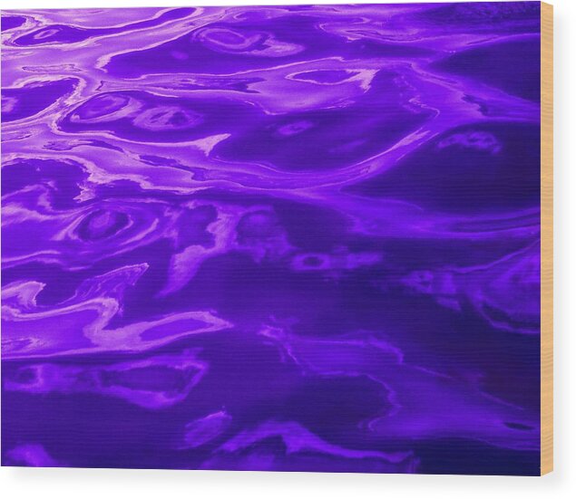  Seascape Wood Print featuring the painting Purple Colored Wave by Stephen Jorgensen