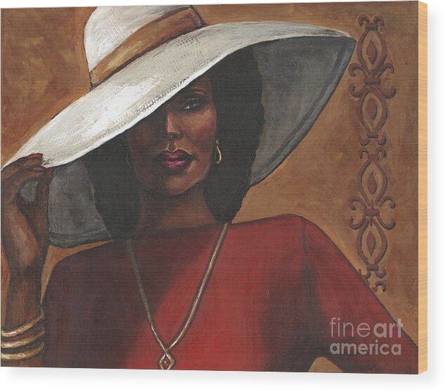 Portrait Art Wood Print featuring the painting Sassy by Alga Washington