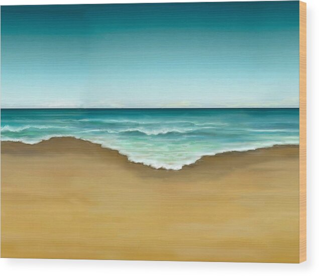 Abstract Wood Print featuring the painting Semi Abstract Beach by Stephen Jorgensen