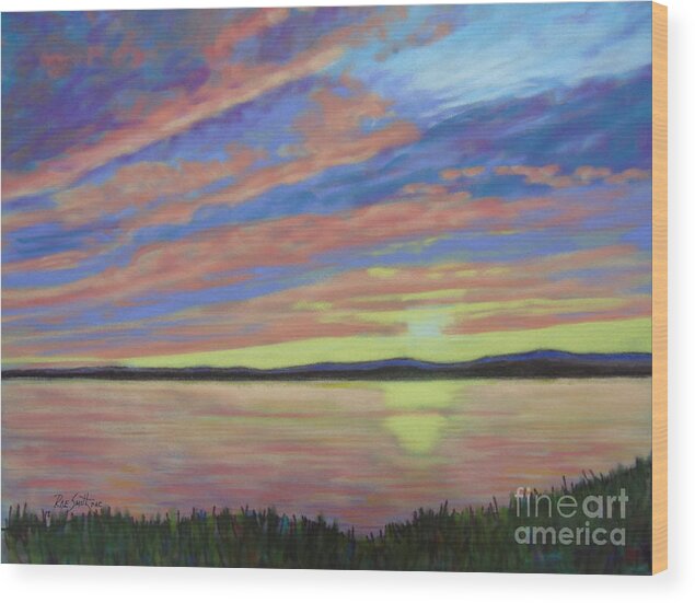 Pastel Wood Print featuring the pastel Sunset on the South Shore by Rae Smith PAC