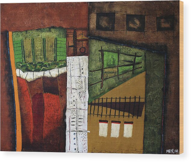 African Wood Print featuring the painting Way Home by Michael Nene