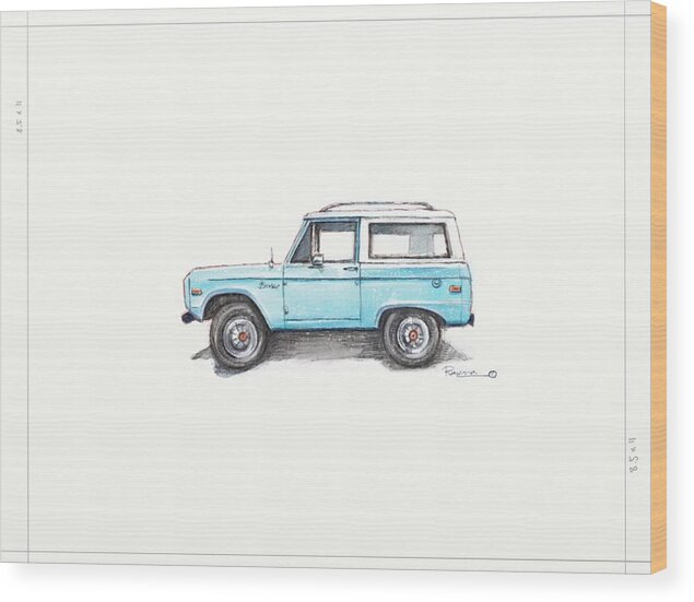  Wood Print featuring the digital art Ford Bronco 8.5x11 by Ramona Kurten