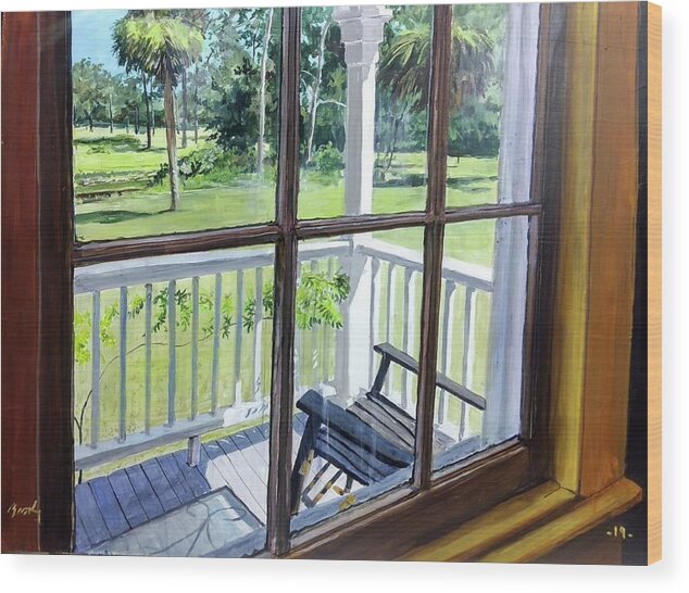 Window Wood Print featuring the painting Inside Looking Out by William Brody