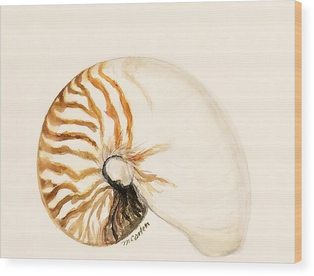 Nautilus Wood Print featuring the painting Nautilus by M Carlen