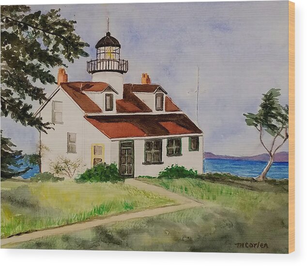 Lighthouse Wood Print featuring the painting Point Pinos Lighthouse by M Carlen
