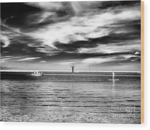 Across The Bay Wood Print featuring the photograph Across the Bay at Long Beach Island by John Rizzuto