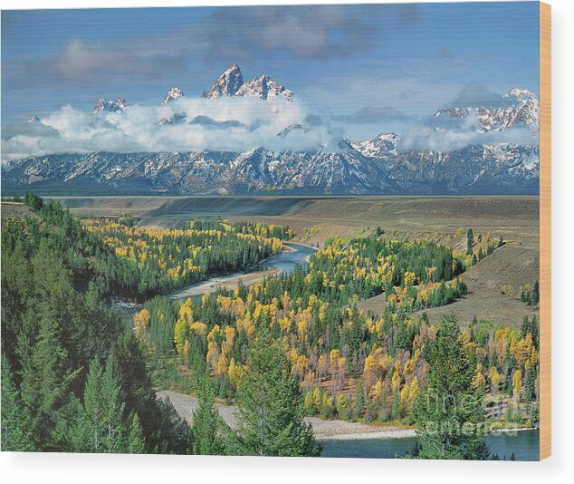 Dave Welling Wood Print featuring the photograph Clearing Storm Snake River Overlook Grand Tetons Np by Dave Welling