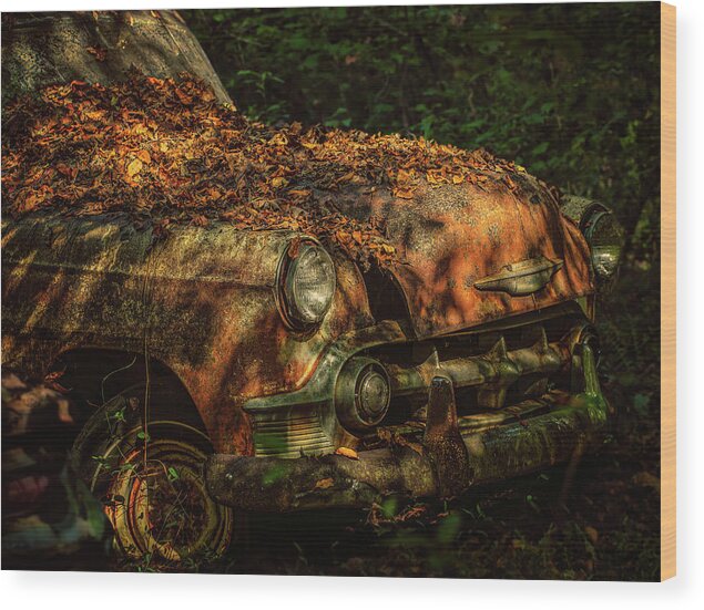 Junkyard Wood Print featuring the photograph Junkyard '53 Chevy by Thomas Hall
