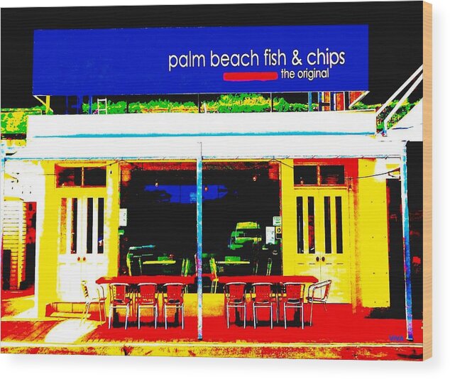 Pop Art Wood Print featuring the photograph Palm Beach Fish and Chips  Pub by VIVA Anderson