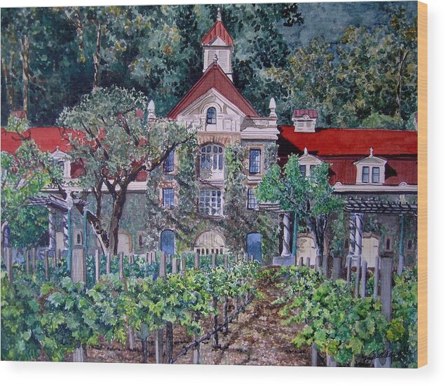 Rubicon Estates Wood Print featuring the painting Rubicon Estates - Inglenook by Gail Chandler