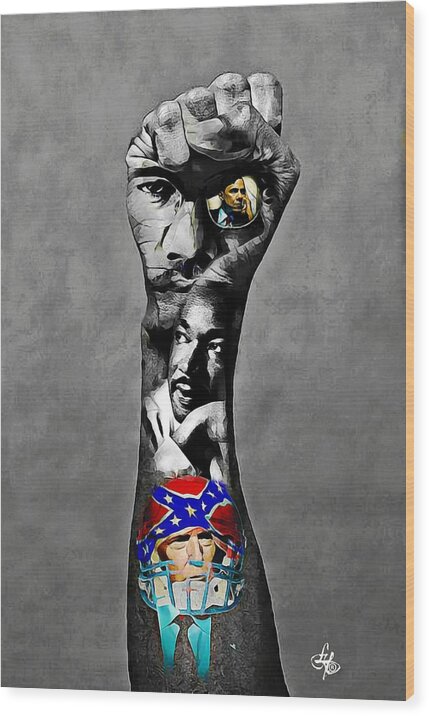 Colin Wood Print featuring the digital art Kaepernick Fist 2 by Lynda Payton