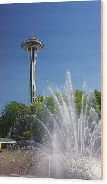 Seattle Wood Print featuring the photograph Space Needle in Seattle by Bruce Block