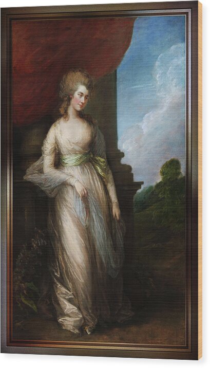 Georgiana Duchess Of Devonshire Wood Print featuring the painting Georgiana Duchess of Devonshire by Thomas Gainsborough by Rolando Burbon