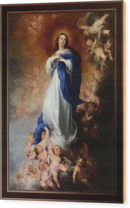 Annunciation Of The Blessed Virgin Mary Wood Print featuring the painting Immaculate Conception of Soult by Bartolome Esteban Murillo by Rolando Burbon