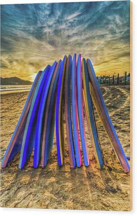 Mexico Wood Print featuring the photograph Boogie Boards by Tommy Farnsworth